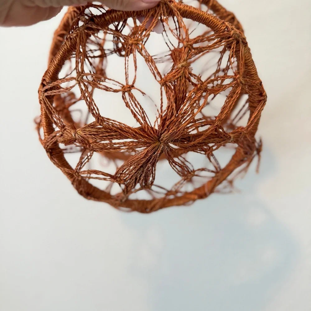 Vintage Hand Woven Terracotta Fiber Hanging Basket Macrame Plant Hanger Boho